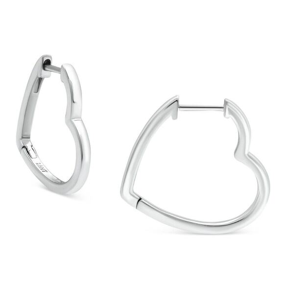 Sterling Silver Heart Hoop Earrings Chic Trendy Fashion Stylish Minimal NWT - Picture 2 of 12